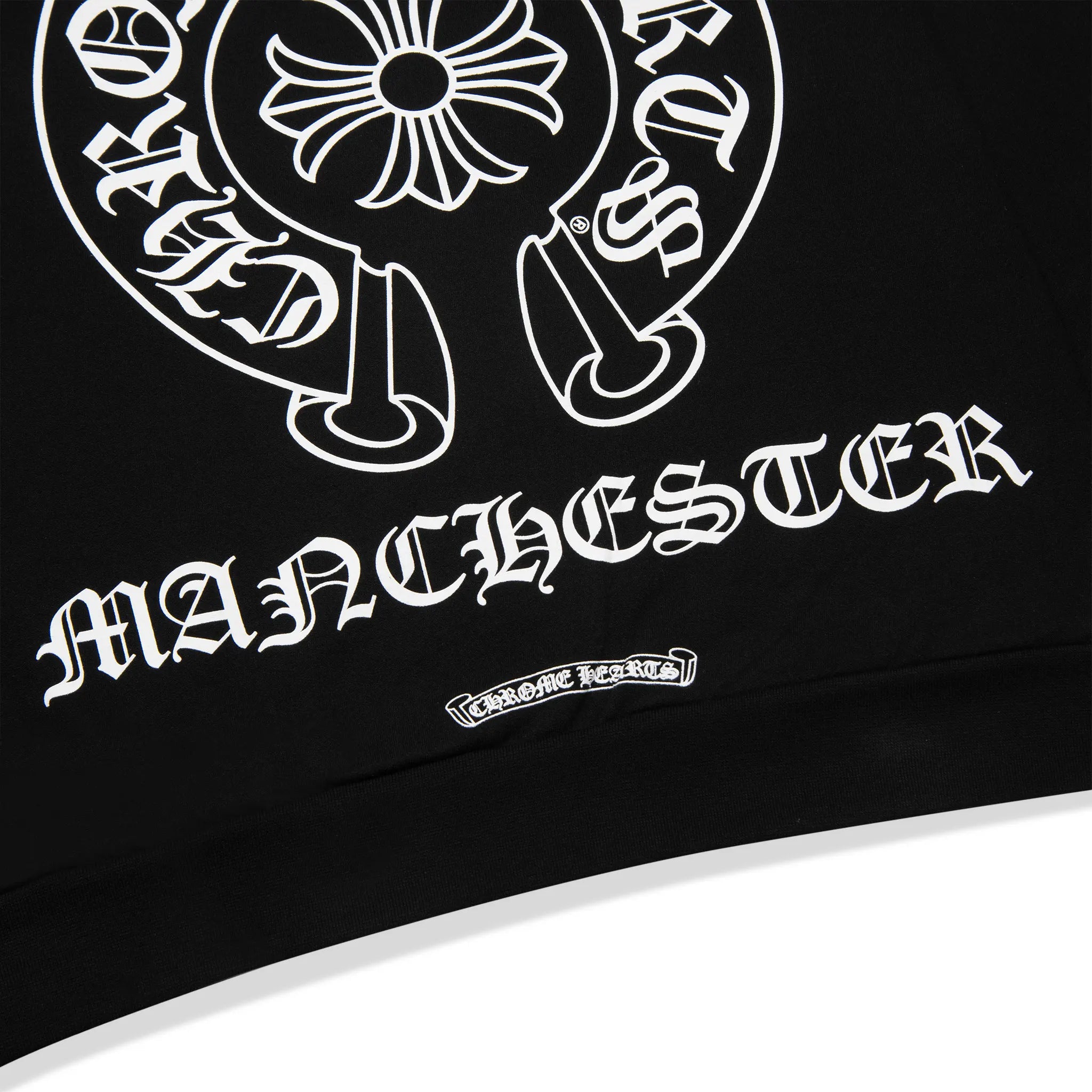 Logo view of Chrome Hearts Manchester Exclusive Horse Shoe Zip-Up Black Hoodie